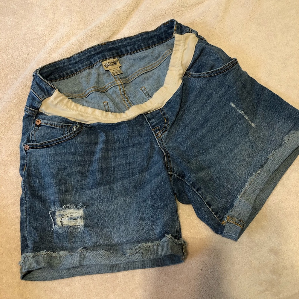 Maternity Indigo Blue jean shorts